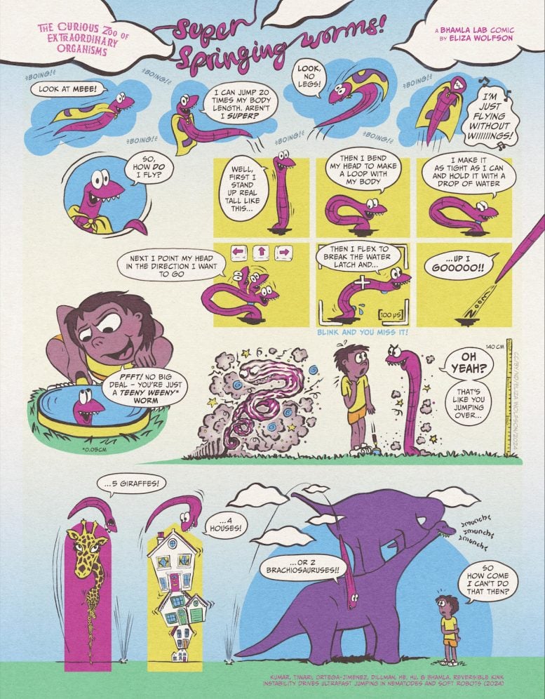 Exploring the Physics of Worm Powered Jumps Through Playful Science Comic Art
