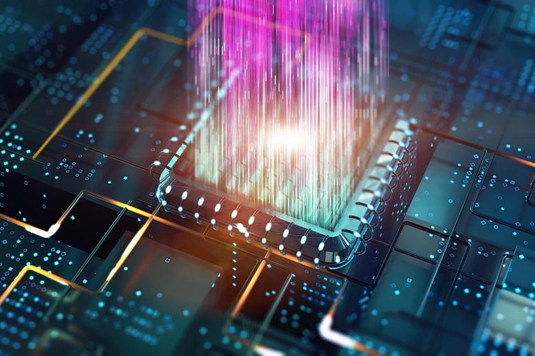 Virtual Data Transmission Futuristic Computer Chip