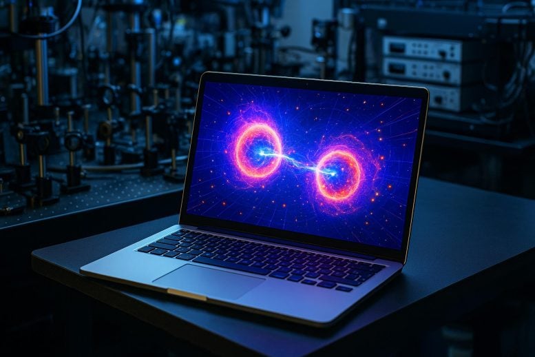 Laptop Running Quantum Physics Simulation