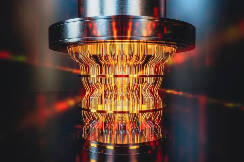 Futuristic Glowing Quantum Computer Unit