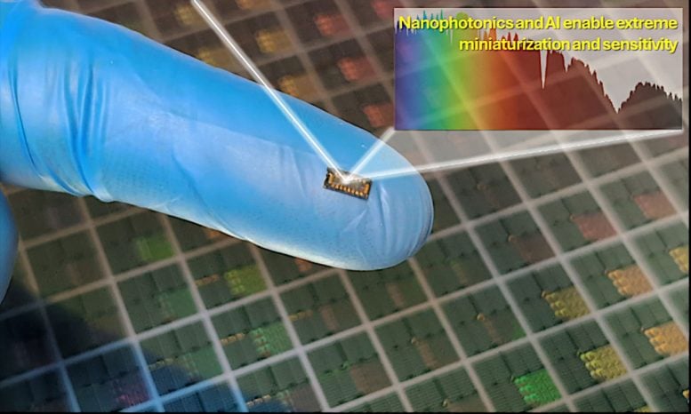 Spectrometer on a Chip Resting on a Fingertip