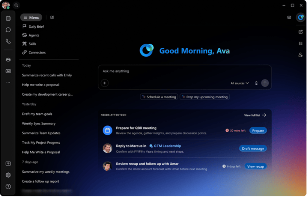 Cisco Webex personalized l anding page AI assistant